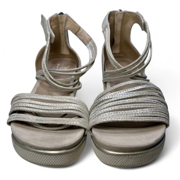 Eileen Fisher Women's Shea Suede Platform Wedge Sandals Size 7 Platinum - Picture 6 of 13
